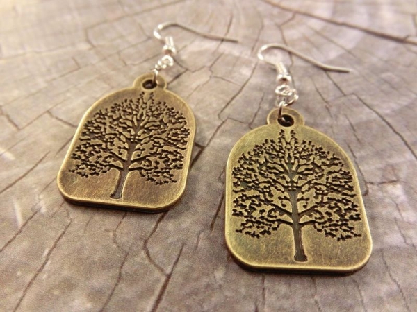 Baum Ohrringe Vintage Optik Tree Holz Wood